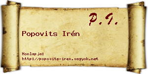 Popovits Irén névjegykártya